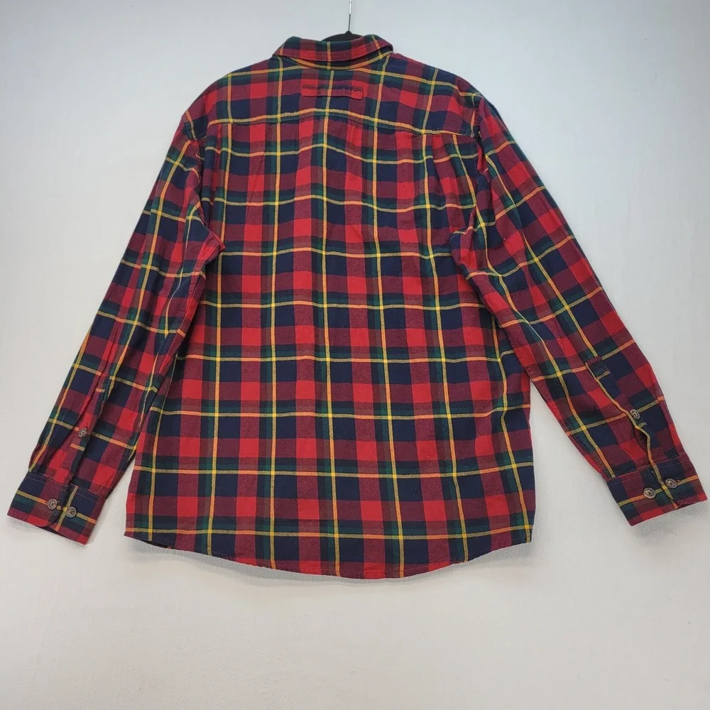 Duluth Free Swingin Flannel Shirt Mens Large Tall Red Plaid Untucked Relaxed Fit